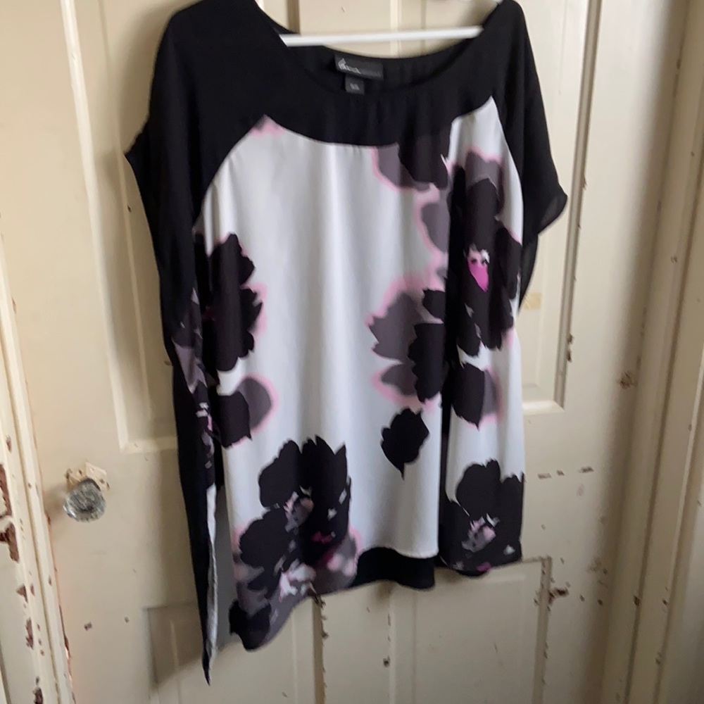 Lane Bryant black top with pink flowers